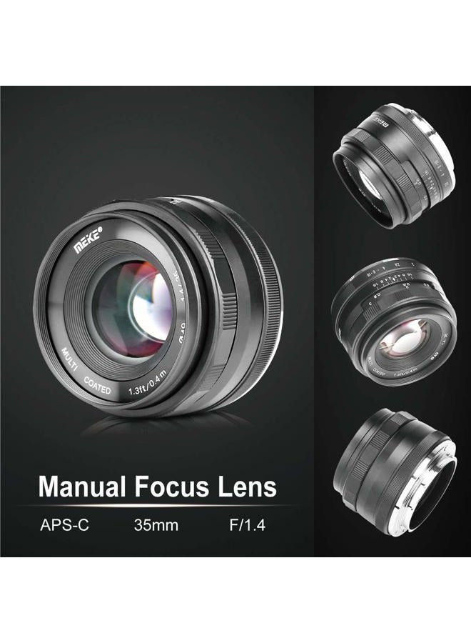 Meike عدسة واسعة الزاوية بفتحة كبيرة 35 مم F1.4-16 تركيز يدوي لعدسات APS-C للكاميرات المرآة من سوني - Image 3